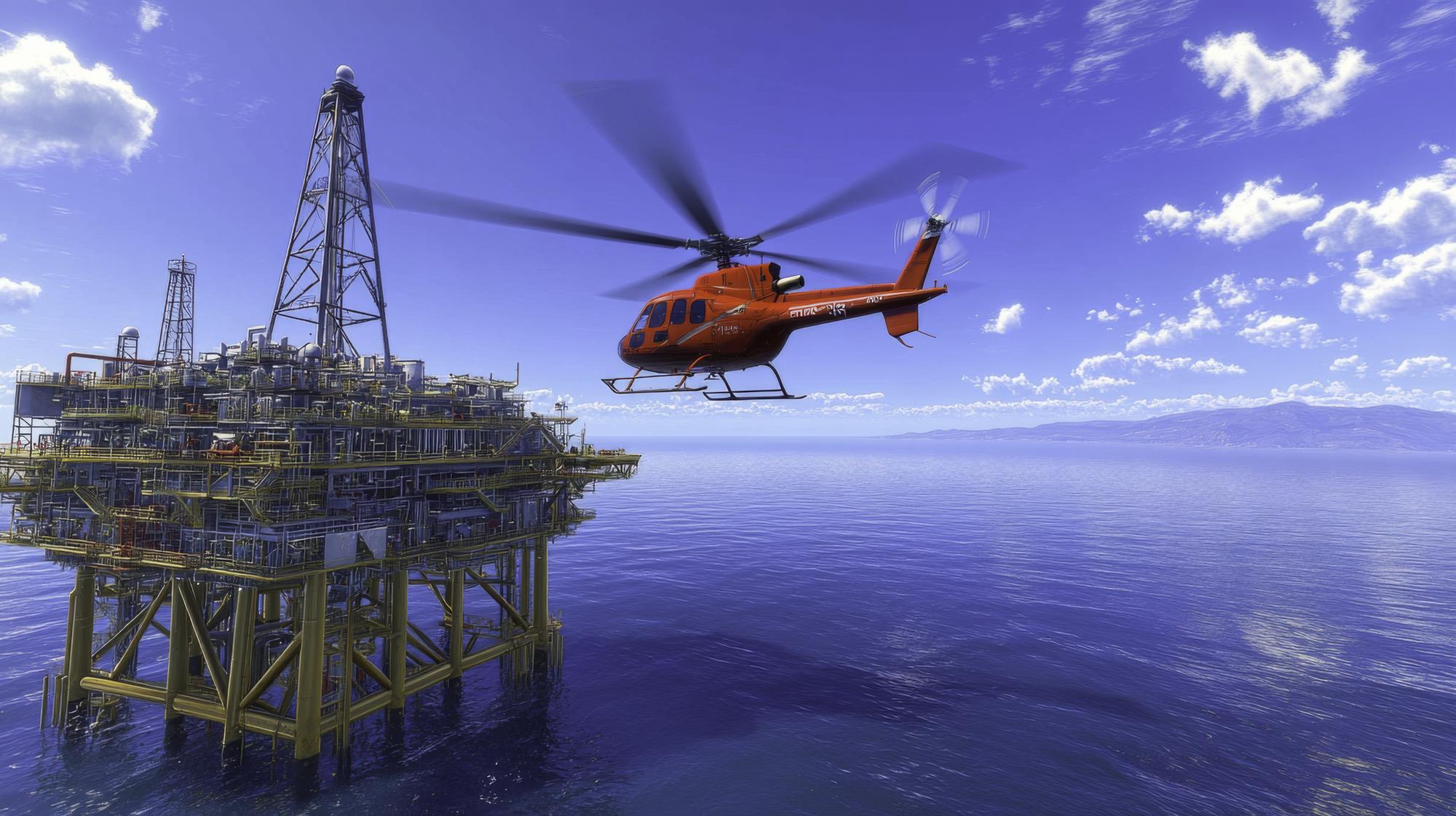 Helicopter transfer to offshore platform
